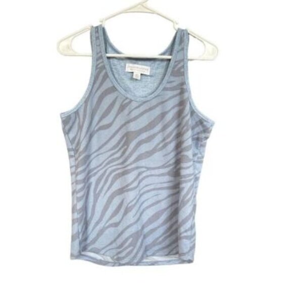 Live Love Lounge Zebra Print Karen Neuburger Tank Top Shirt Size Medium Blue - Picture 1 of 8